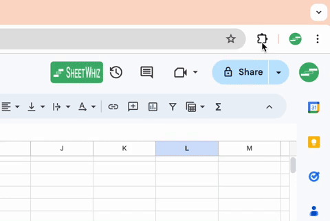 Pin SheetWhiz Chrome extension to your taskbar