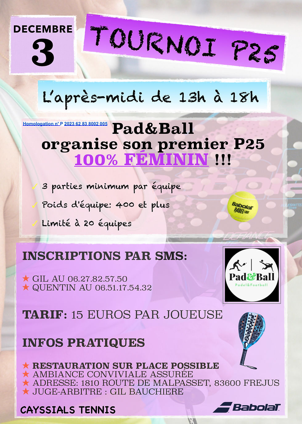 Tournoi Padel - P25 Femme