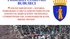 🚧 ANUNȚ IMPORTANT – Sistarea temporară a circulației rutiere pe str. Ștefan cel Mare și Sfânt tronsonul cuprins între str. Gospodarilor și str. Mihail Frunze
