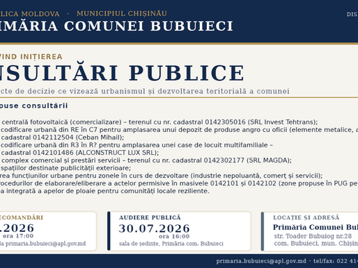 📢 ANUNȚ — Privind inițierea consultărilor publice.