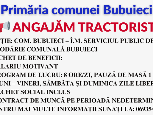📢 Angajăm Tractorist