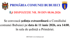 Anunț privind convocarea ședinței extraordinare a Consiliului comunei Bubuieci din 11 iunie 2026