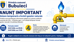 ANUNȚ IMPORTANT: privind sistarea temporară a livrării gazelor naturale în localitatea Bubuieci
