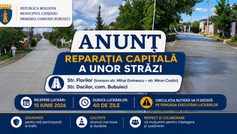 ANUNȚ : Privind demararea lucrărilor de reparație capitală și suspendarea temporară a circulației rutiere pe străzile Florilor și Dacilor