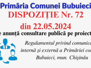 Se anunță consultare publică pe proiectul Regulamentului privind comunicarea internă și externă a Primăriei comunei Bubuieci