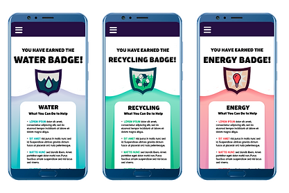 App mockup with badges