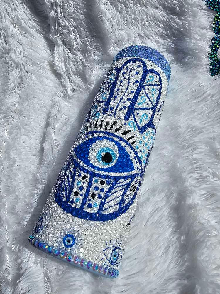 Evil eye off Rhinstoned 20oz acrylic tumbler