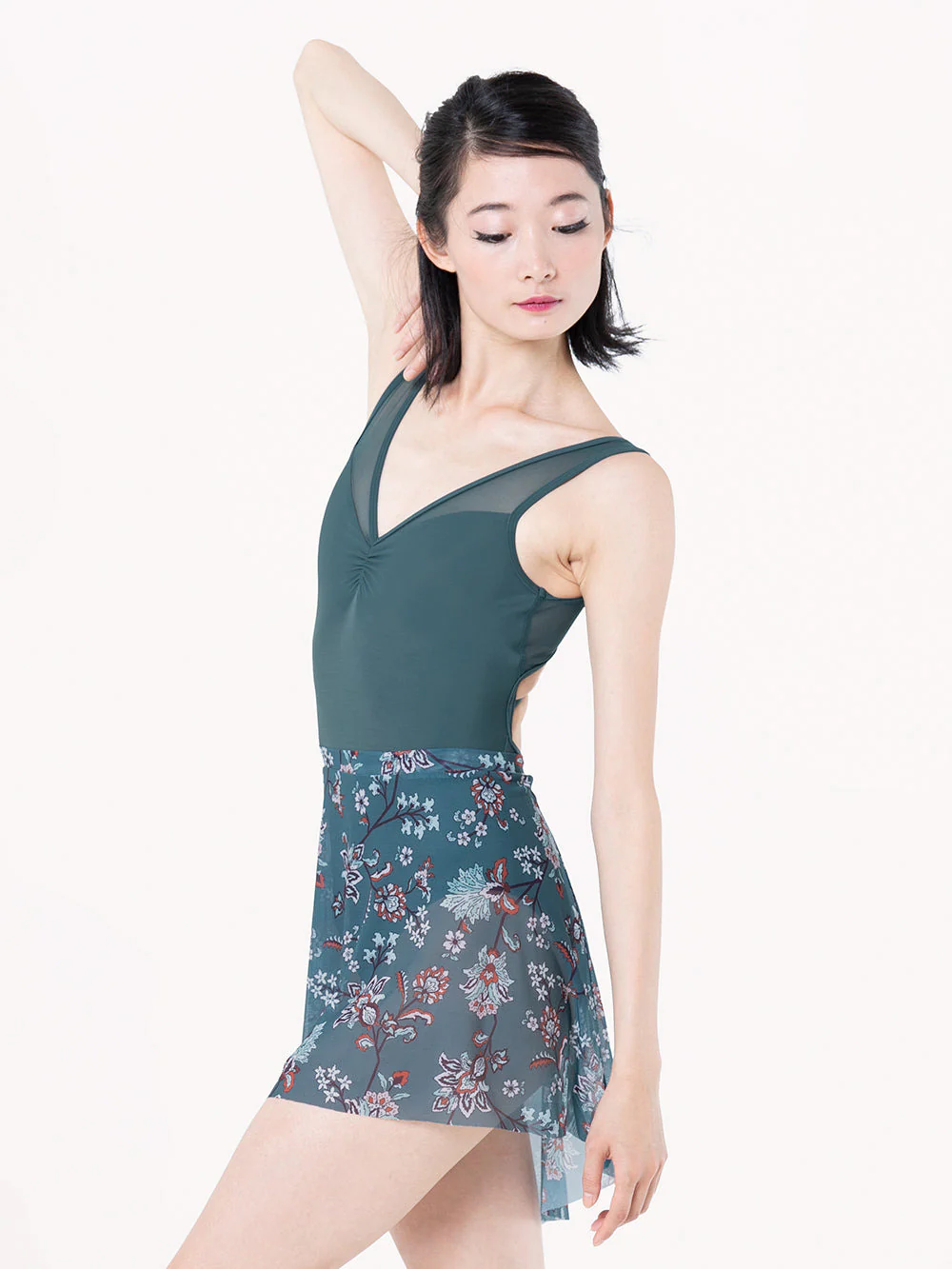 Eleve Short High Low Skirt Crescendo Lagoon Mesh Dance Zone