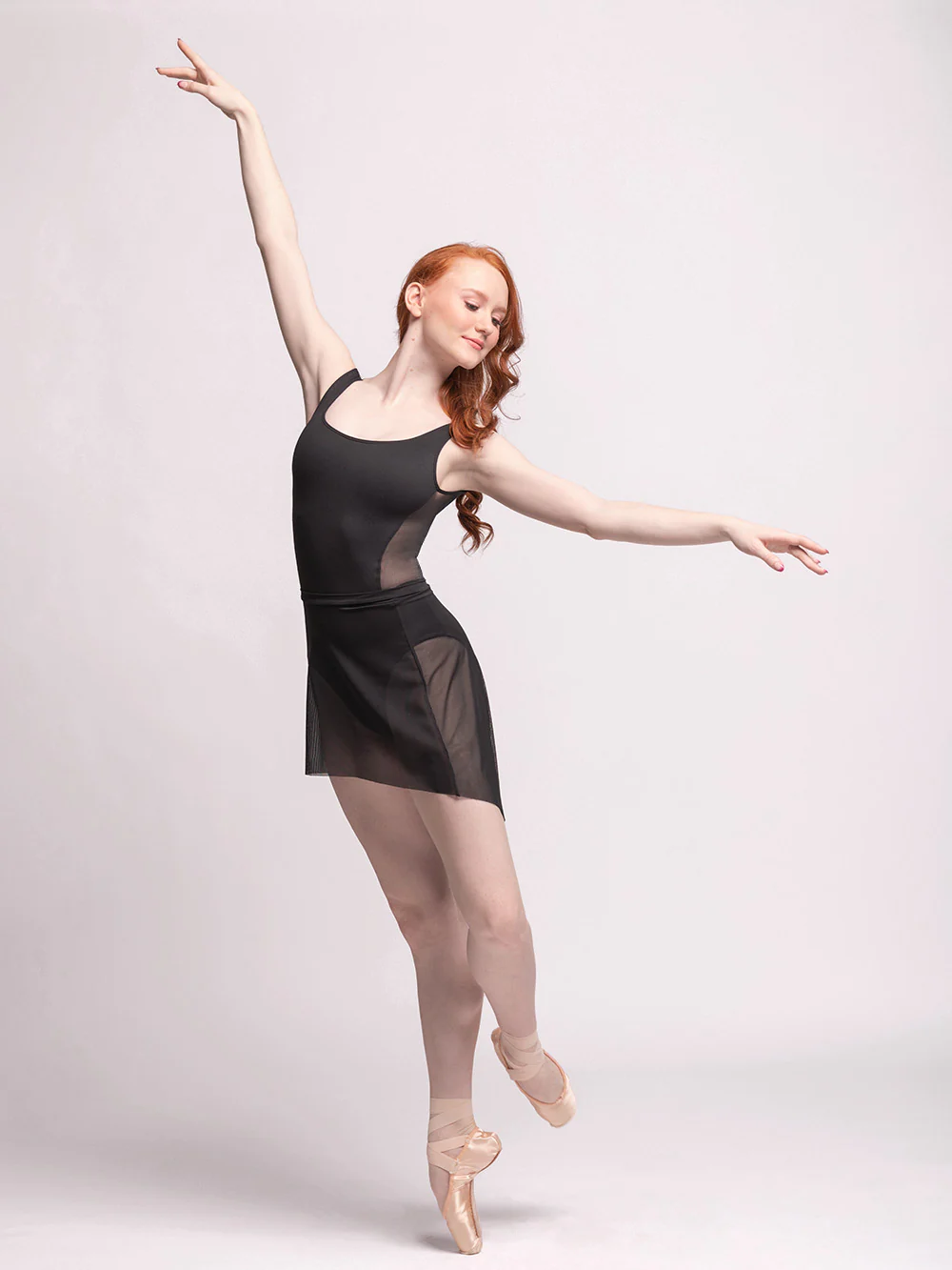 Eleve Short High Low Skirt Black Mesh Dance Zone Australia