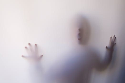 A shadow of a person behind a translucent barrier