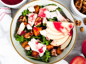 Kale Turkey & Butternut Squash Salad with a Cranberry Vinaigrette  
