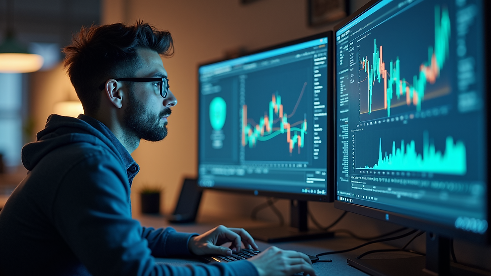 Close-up view of a software developer working on customized enterprise software