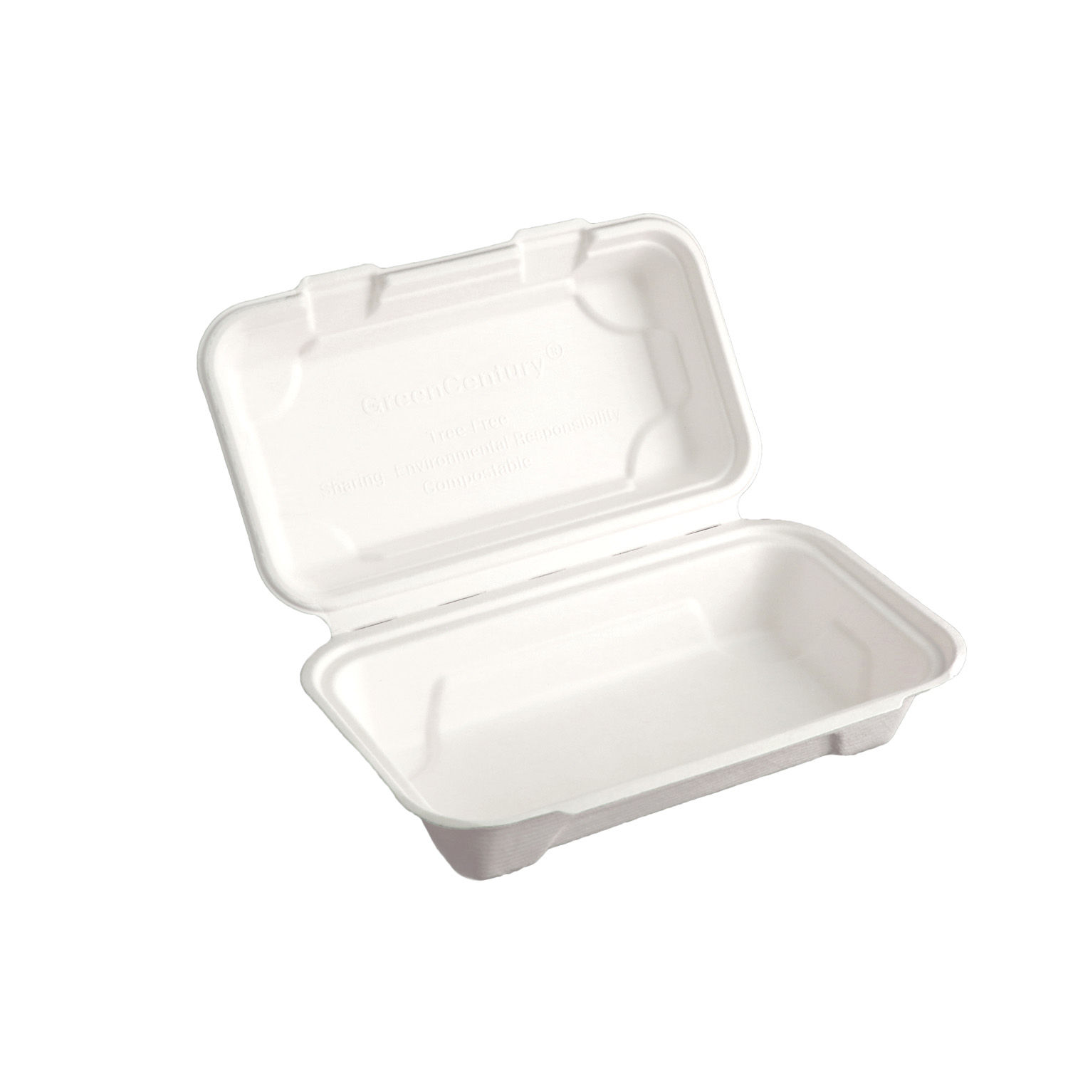 NatureFibre® 9″ x 5″x 3″ Sugarcane Fibre White Clamshell