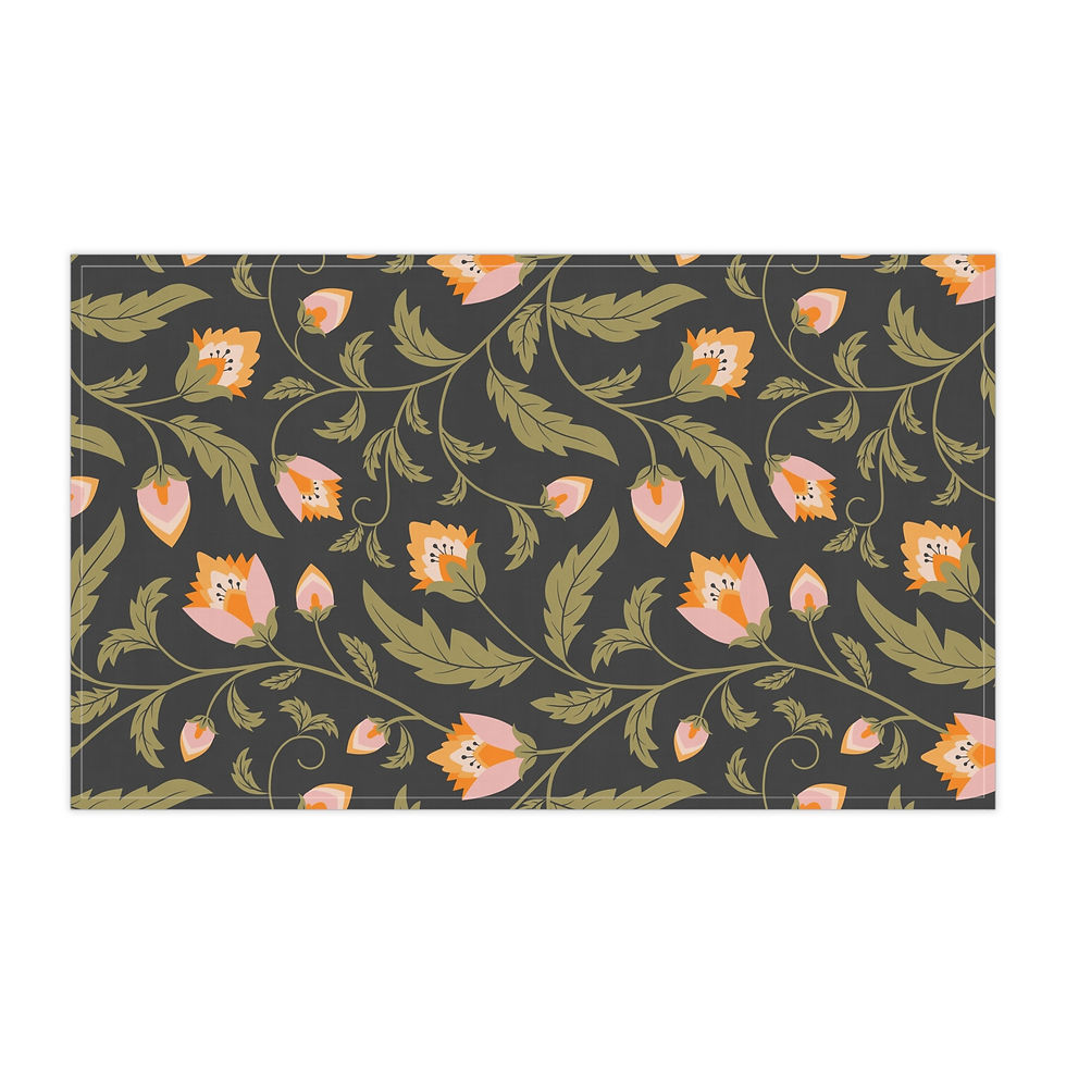 Thumbnail: Heritage Garden Nouveau on Soft Black - Tea Towels (cotton, poly)