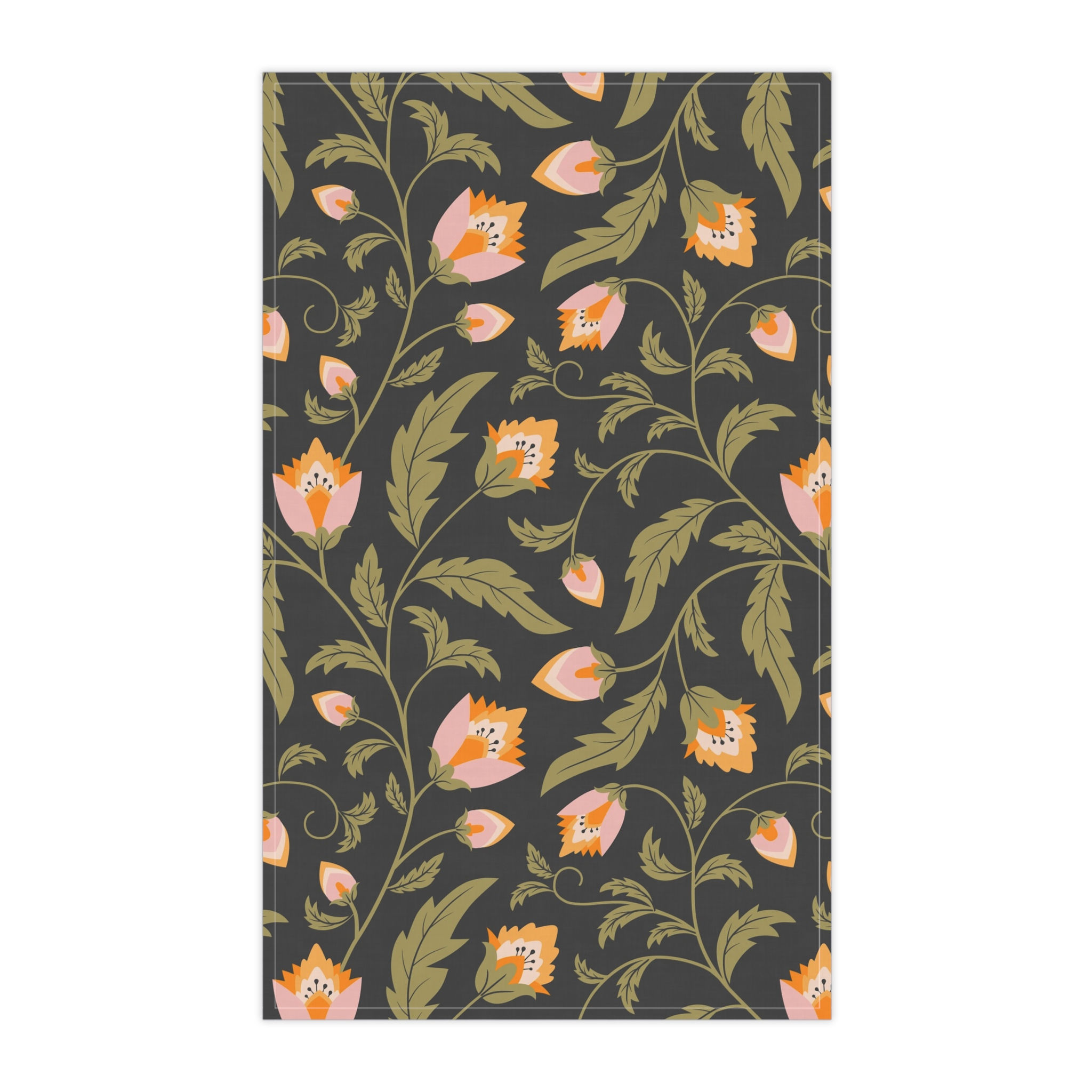 Heritage Garden Nouveau on Soft Black - Tea Towels (cotton, poly)
