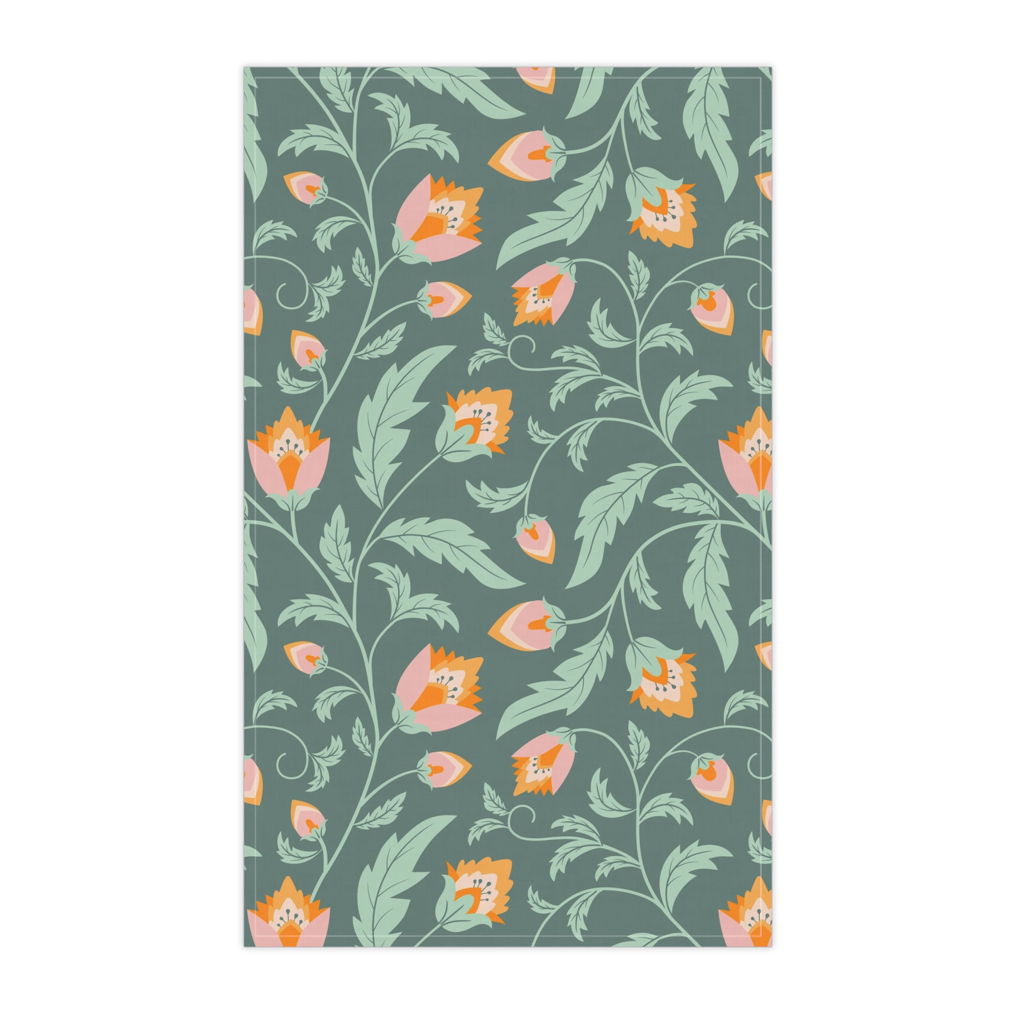 Heritage Garden Nouveau on Floral Teal - Tea Towels (cotton, poly)