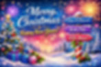 Merry Christmas and Happy New Year festive illustration with Dare To Dazzzzle signpost, fireworks, Christmas tree and winter scene.