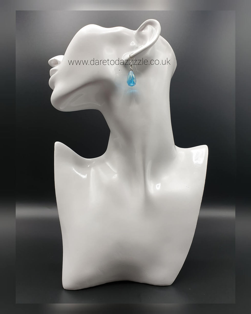 Light Blue Teardrop Beaded Earrings (E9)