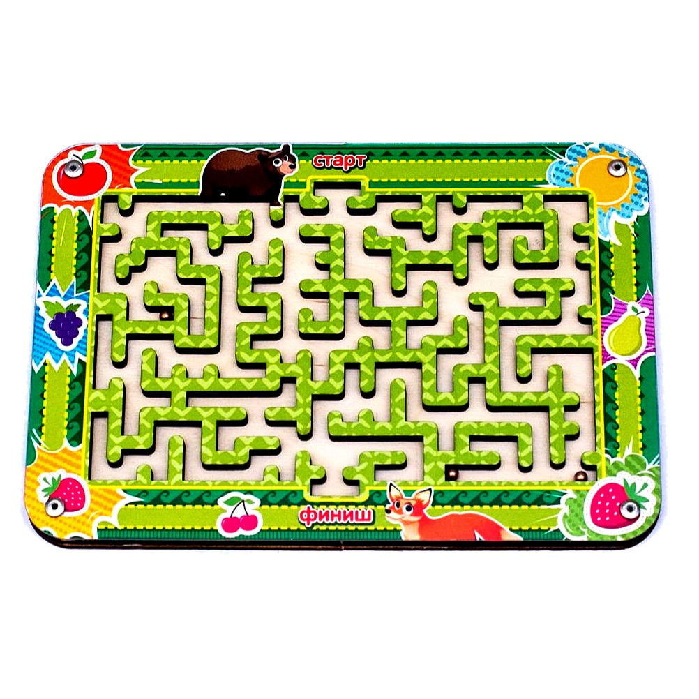 מבוך כדורים - הדוב והשועל (עץ)