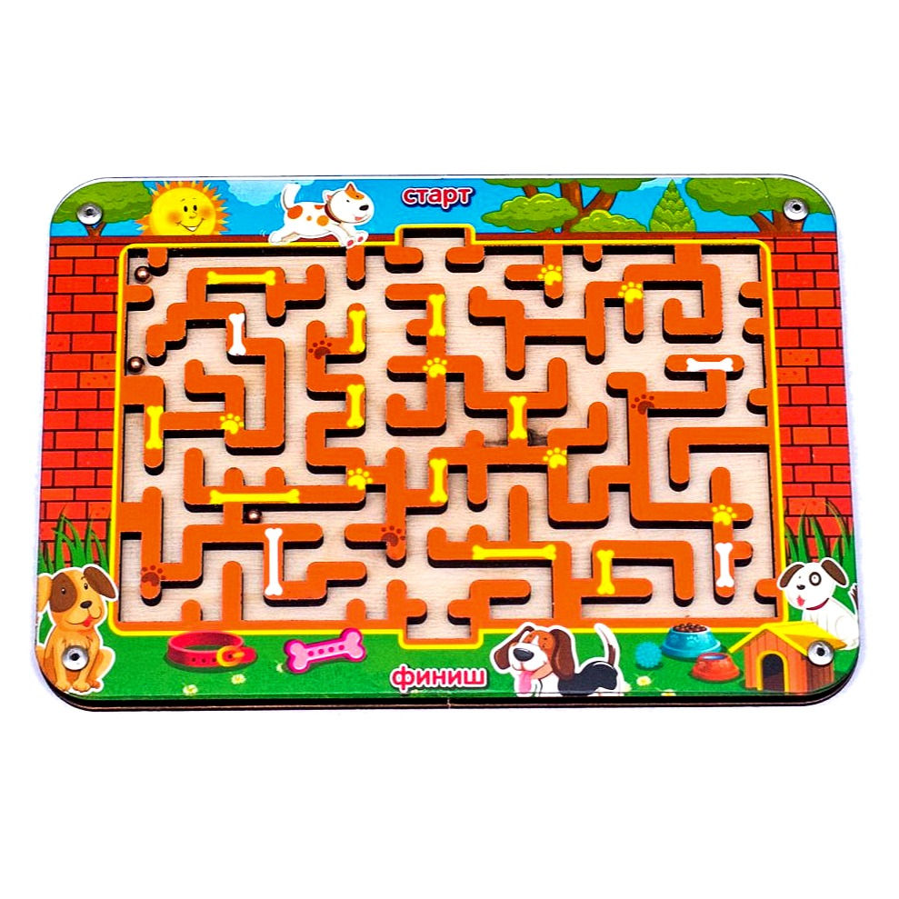 מבוך כדורים - חתול וכלבים (עץ)