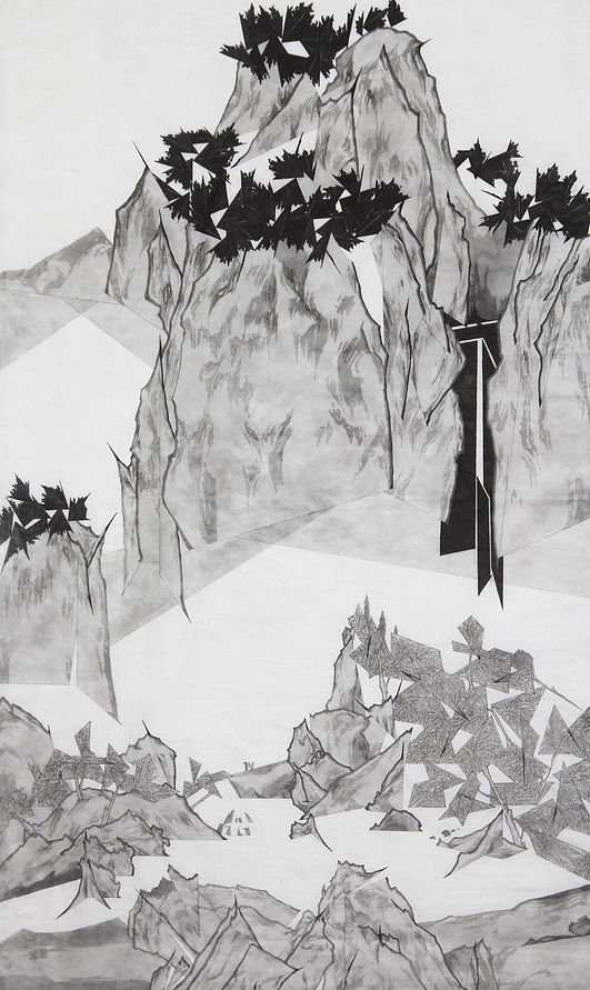 豀山行祣 宣紙、墨、原子筆 141 x 73CM.jpg