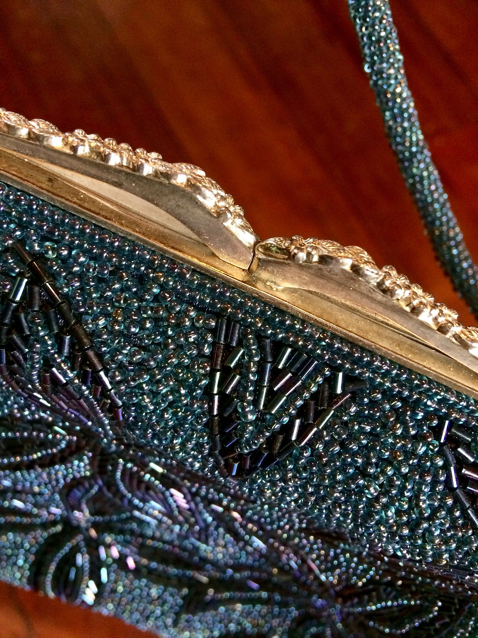 Thumbnail: Blue beaded handbag