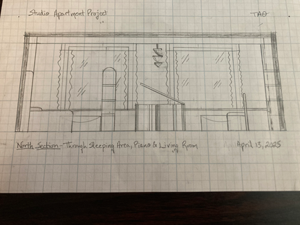 Studio Apartment - North Section through Piano - Studio Apartment TAO