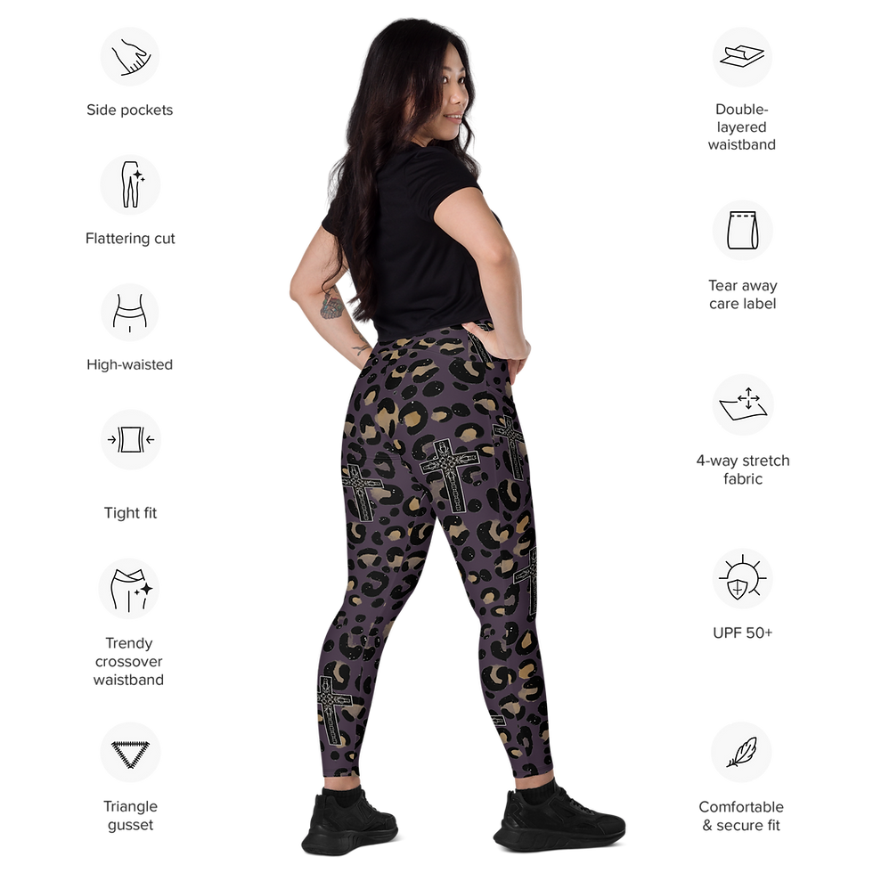 Thumbnail: Leopard Cross-over leggings with pockets