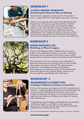 Examples of workshops where creativity is used to ease conversations about death and dying