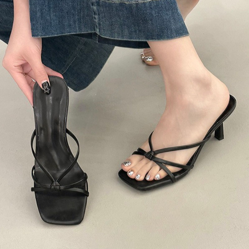 Thumbnail: Elegant Strappy Slip-on Heels 