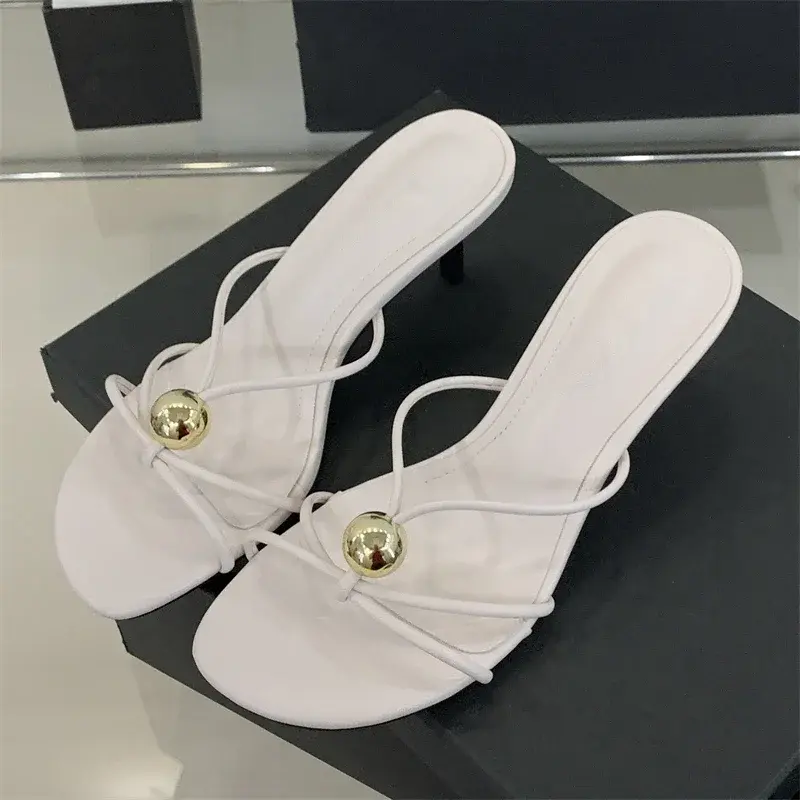 Thumbnail: Modern Strappy Sandal Slip On Heels 