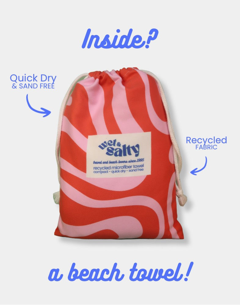 Miniature : Serviette de plage - Séchage rapide, compacte (160 x 80 cms) - Rouge et Rose