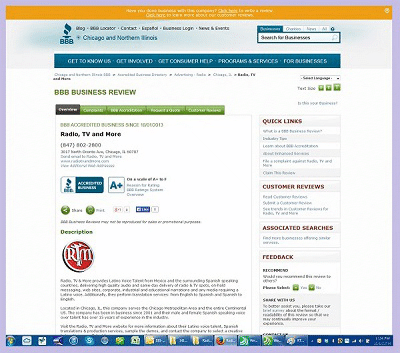 RTM Now Accredited By Chicago BBB - Previously Published RTM Blog Post regarding Hispanic Voice Over Talent, Localized Spanish Translations & Custom Latino Post-Production Services.