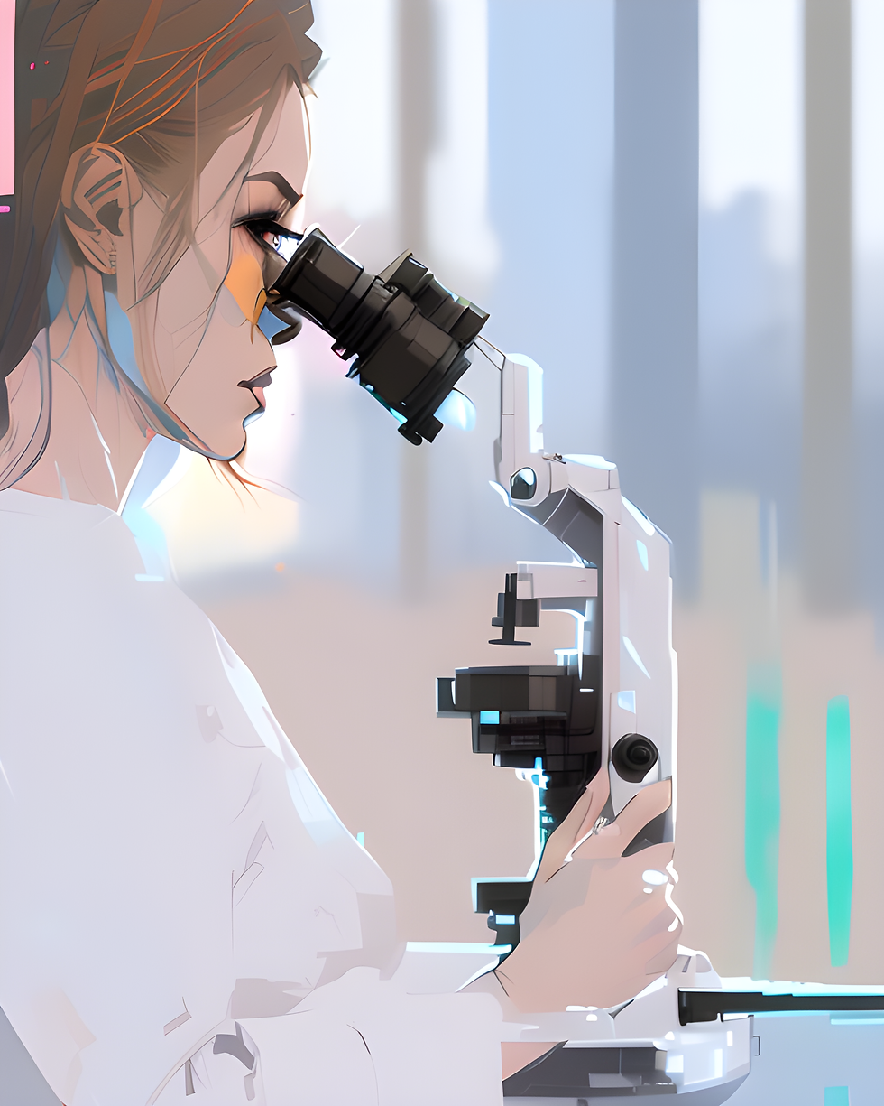 Claire at the Microscope