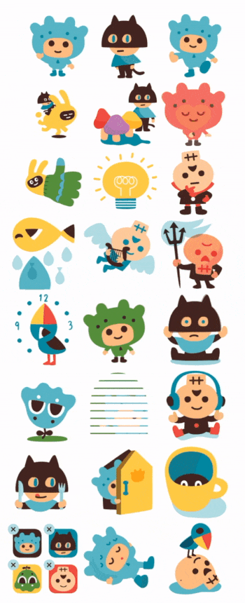 不思議な森の子供たちが動くLINEスタンプ24個セットを作りました。あなたの気持ちをかわいい動きで伝えます。