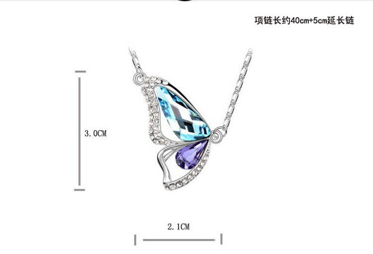 Thumbnail: 蝴蝶翩翩起舞水晶吊墜項鍊Butterflies dancing crystal pendant ne