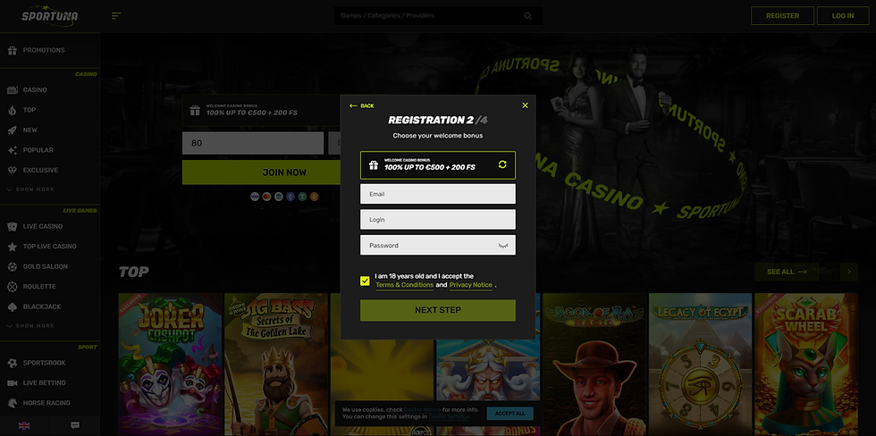 Sportuna registration form