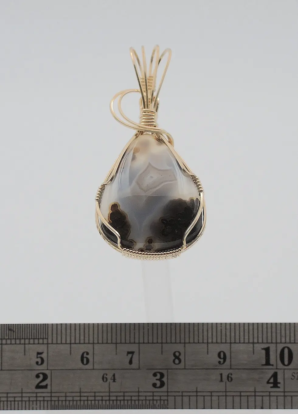 Thumbnail: Unique Gold Wrapped Moss Agate Pendant