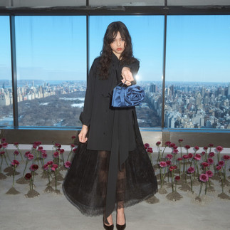  modelo posando para o desfile da carolina herrera