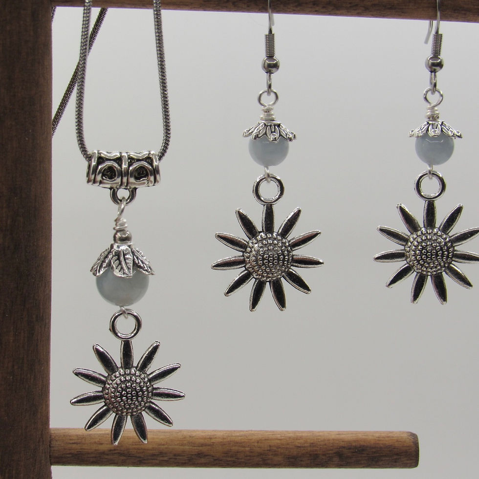 Thumbnail: Aquamarine Flower Earrings or Pendant 