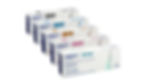 Five Wegovy medication boxes in varied colors, labeled 0.25 mg to 2.4 mg, arranged in a row. Designed for subcutaneous injection.