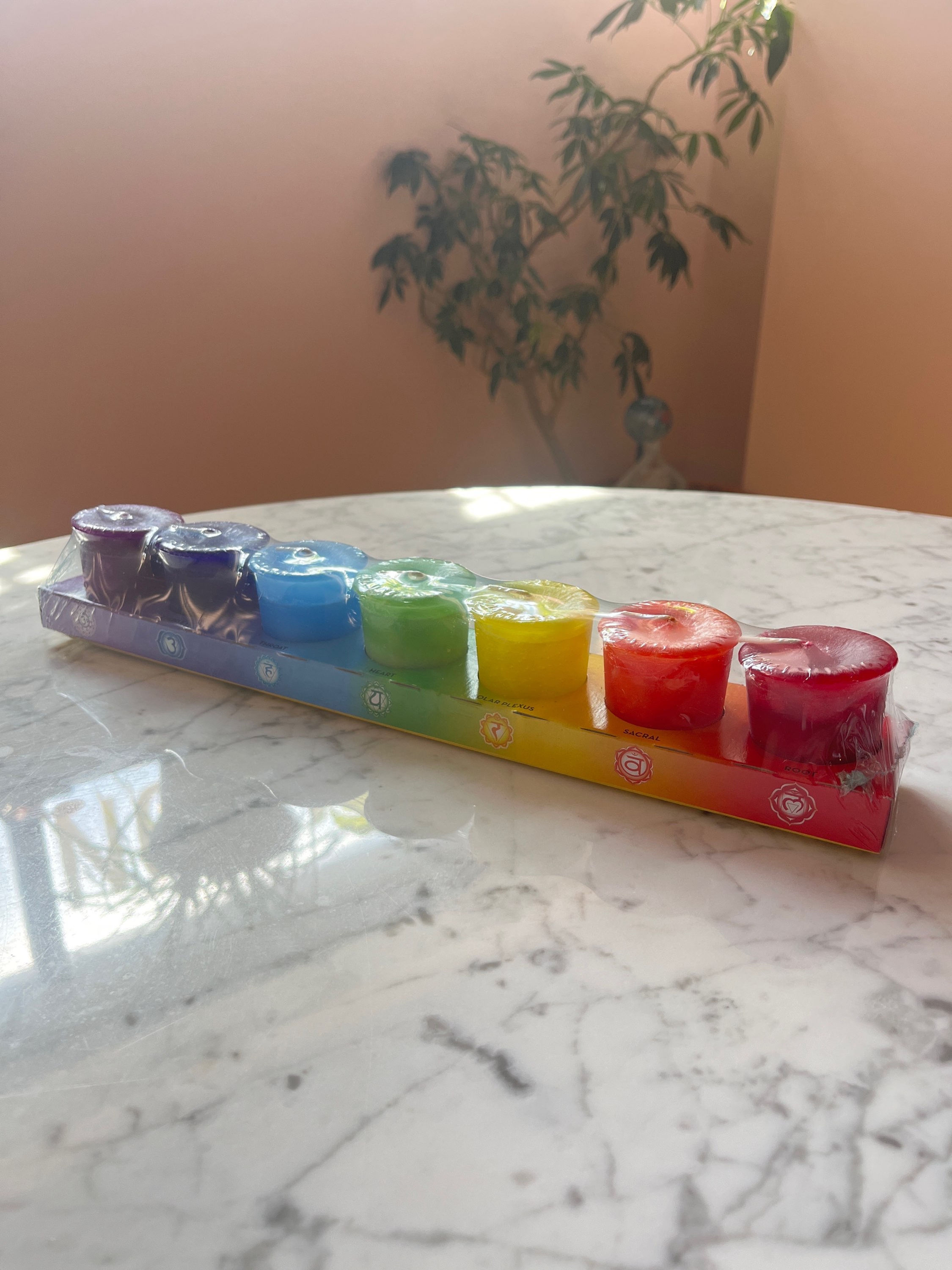 Chakra Candles, Reiki-Charged, Votives (Set of 7)