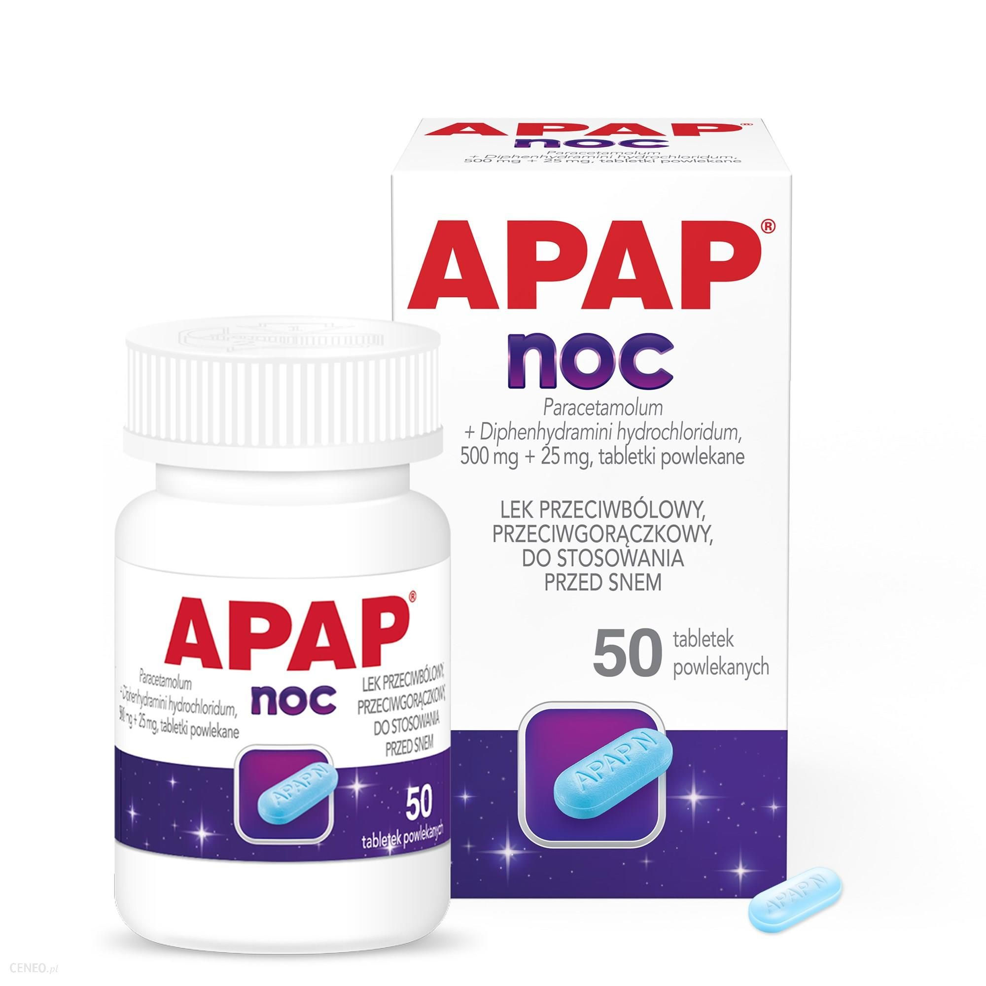 APAP Noc  50 tabletek p. ból ułatwia zasypianie