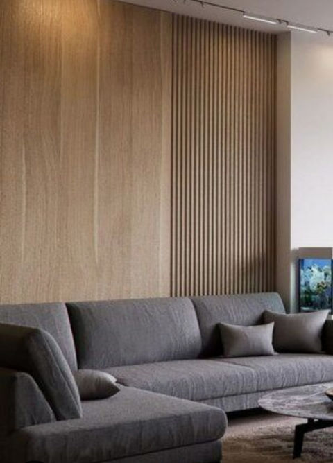 חיפוי קיר בהתאמה אישית לסלון בעיצוב מודרני