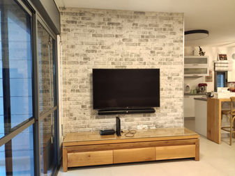 חיפוי קיר דמוי בריקים בקיר טלוויזיה צבע אפור לבן מספר דגם 651-232