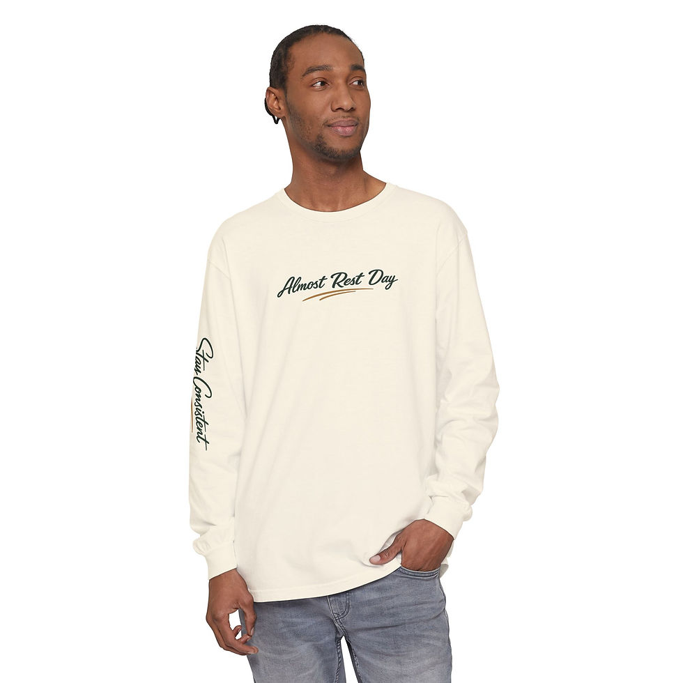 Thumbnail: Almost Rest Day Long Sleeve Tee — "Train · Yap · Repeat" Fitness Graphic
