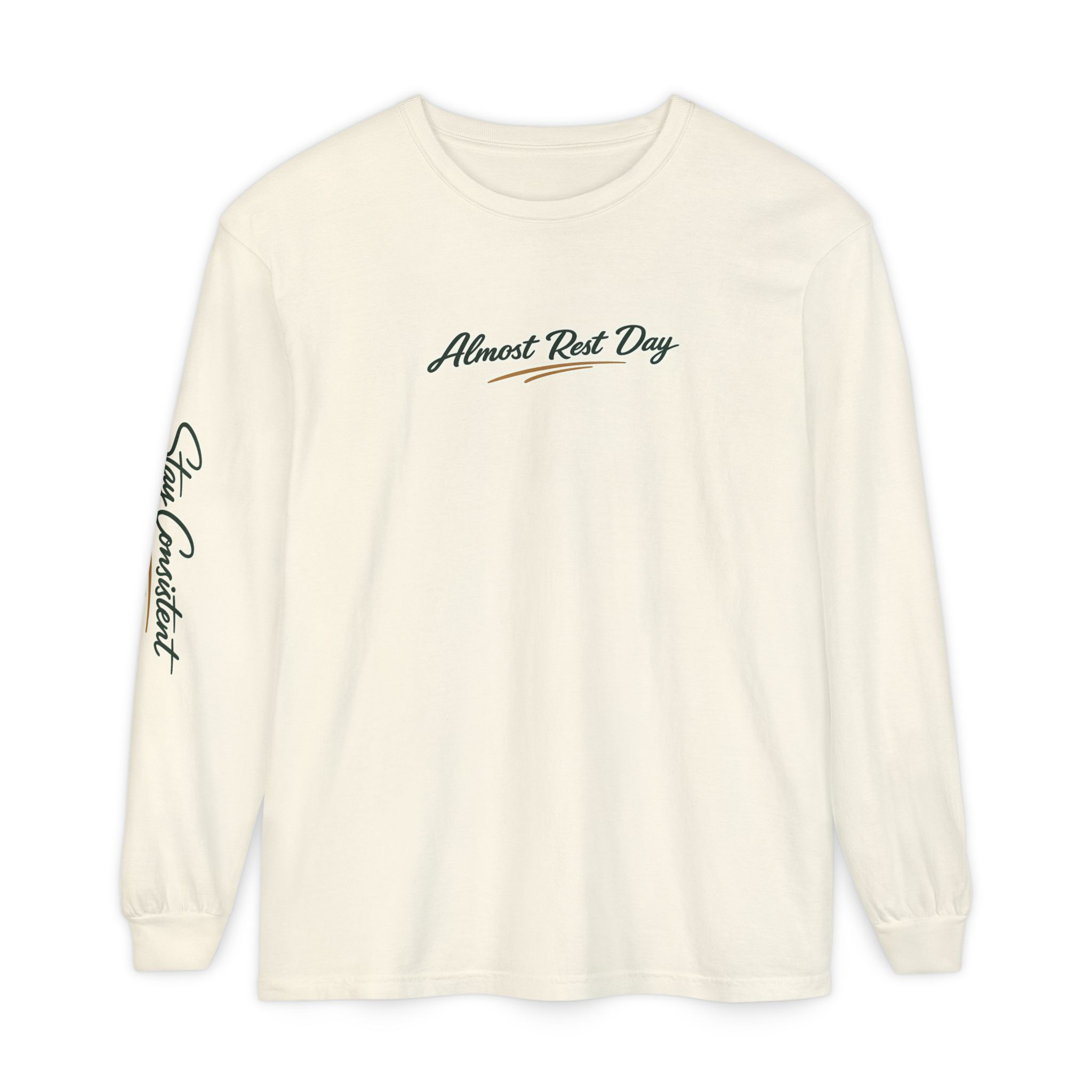 Almost Rest Day Long Sleeve Tee — "Train · Yap · Repeat" Fitness Graphic