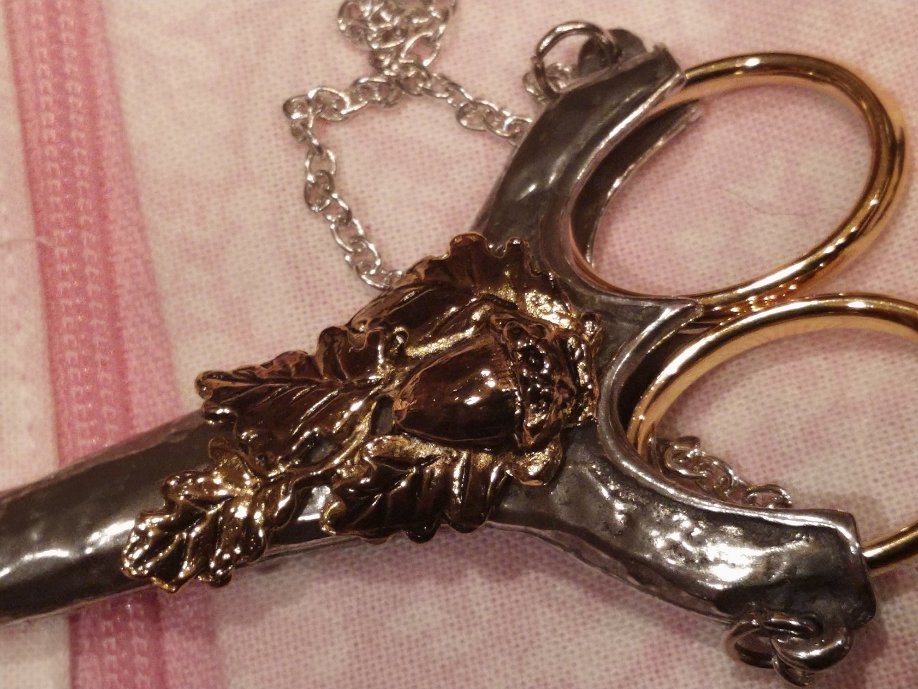 English Oak Chatelaine with Etui Scissors 2 3/4"