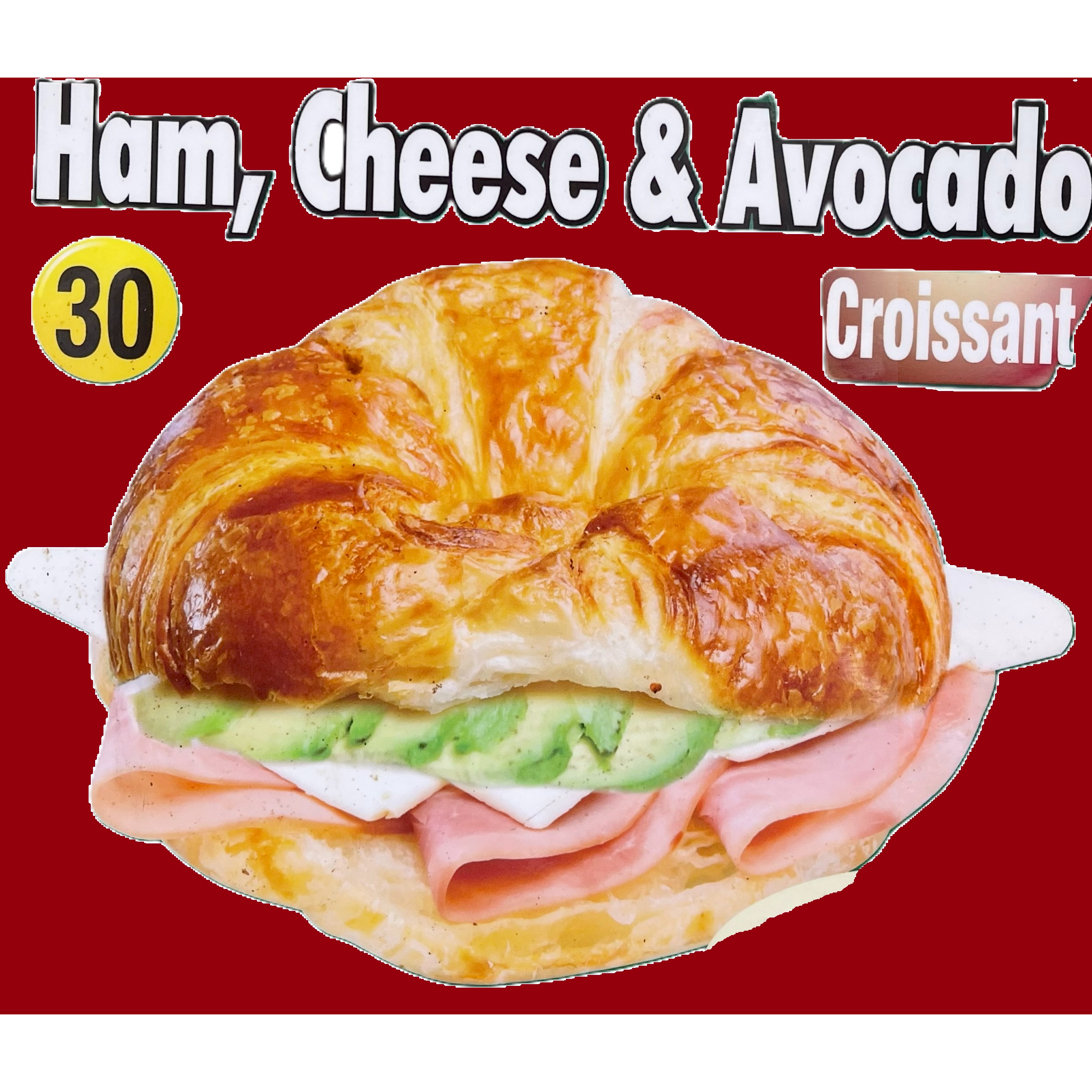 Ham, Cheese & Avocado on Croissant