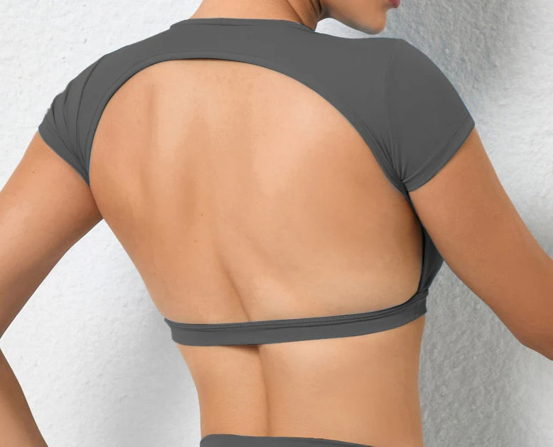 Cusuti Breathable Workout Tops Fitness Sportswear Backless Running Athletic Shirts